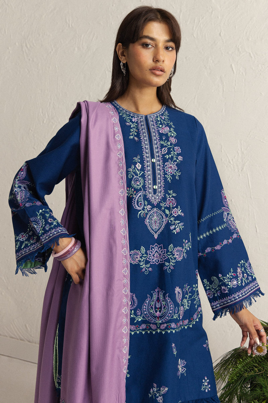 Coco Zara Shahjahan Embroidered Khaddar Unstitched 3Pc D-4A NEELAM