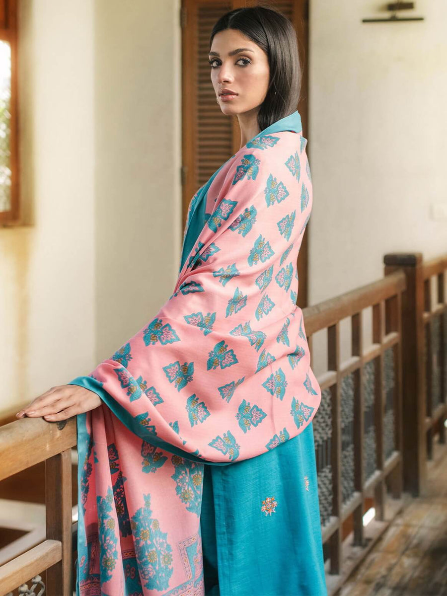 Zellbury Winter Embroidered Khaddar Unstitched 3Pc Suit WUW22E30059