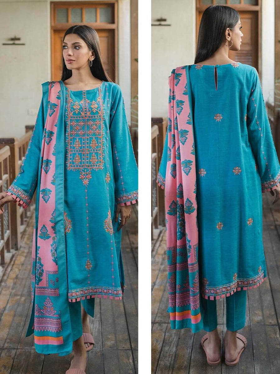 Zellbury Winter Embroidered Khaddar Unstitched 3Pc Suit WUW22E30059