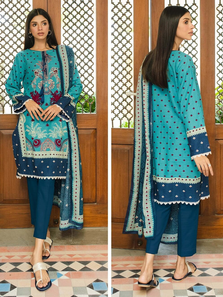 Zellbury Winter Printed Khaddar Unstitched 3Pc Suit WUW22X30072