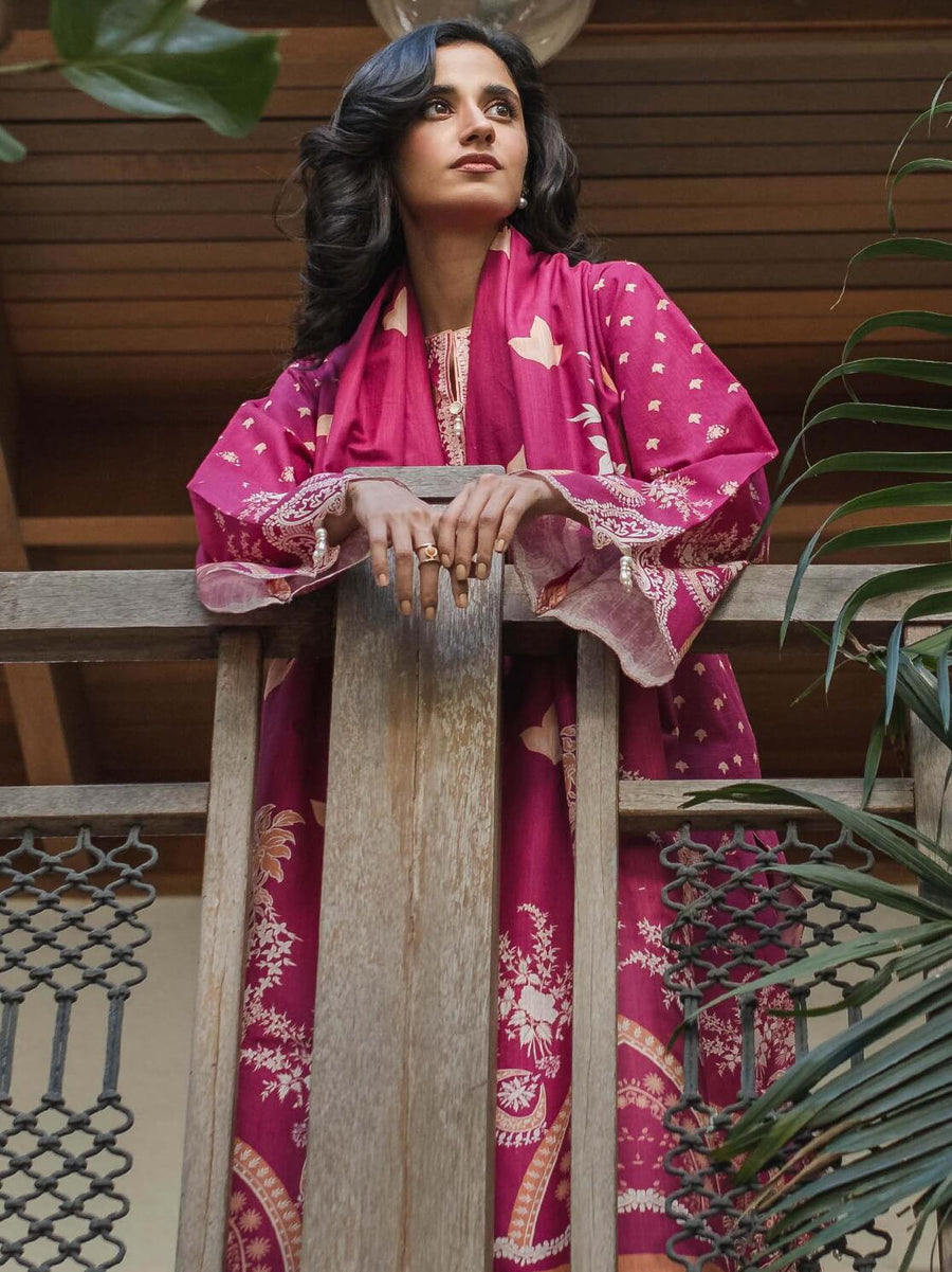 Zellbury Winter Embroidered Khaddar Unstitched 3Pc Suit WUW22E30086