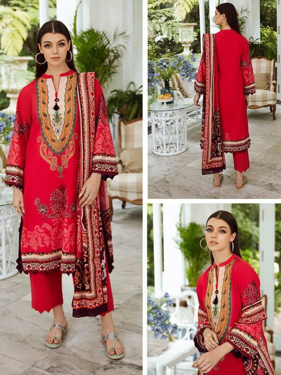 Zellbury Winter Printed Khaddar Unstitched 3Pc Suit WUW23X30668