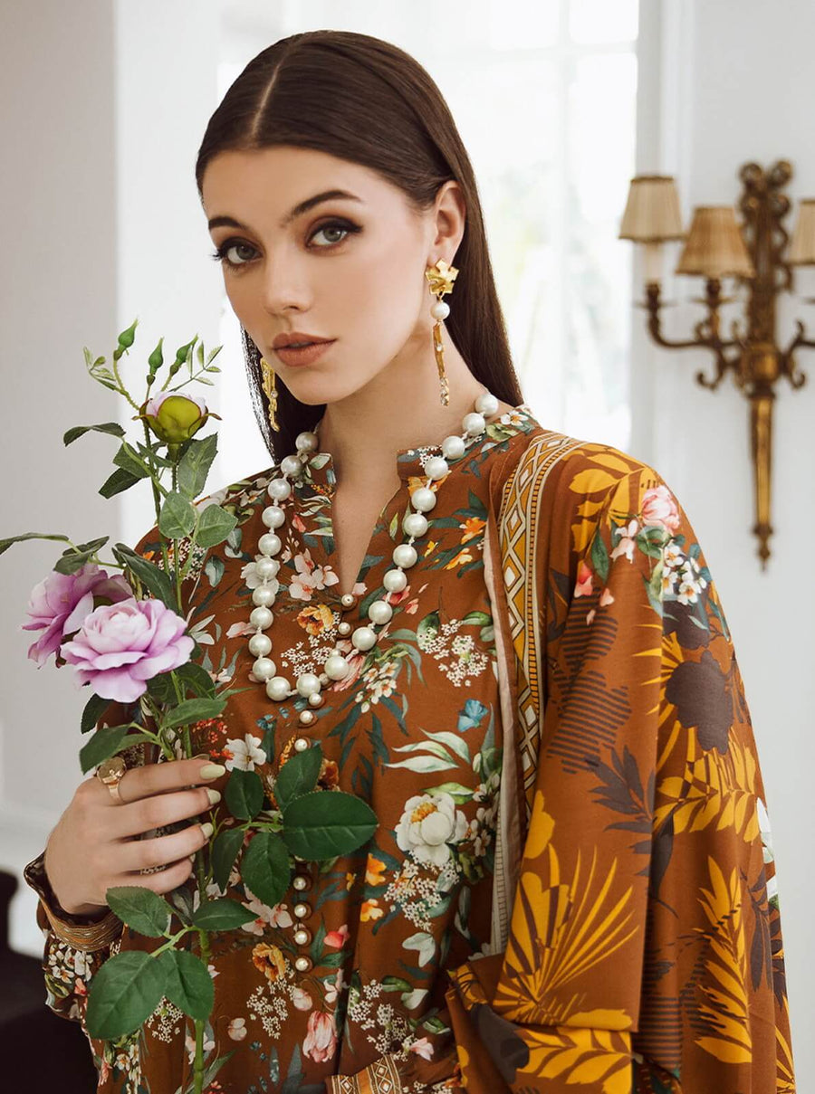 Zellbury Winter Printed Viscose Unstitched 3Pc Suit WUW23E30688