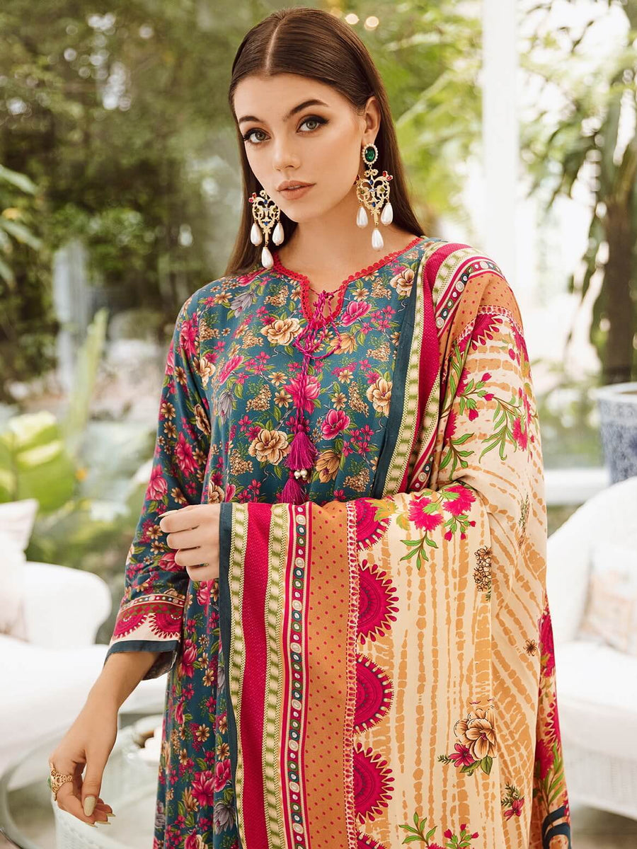 Zellbury Winter Printed Viscose Unstitched 3Pc Suit WUW23X30737