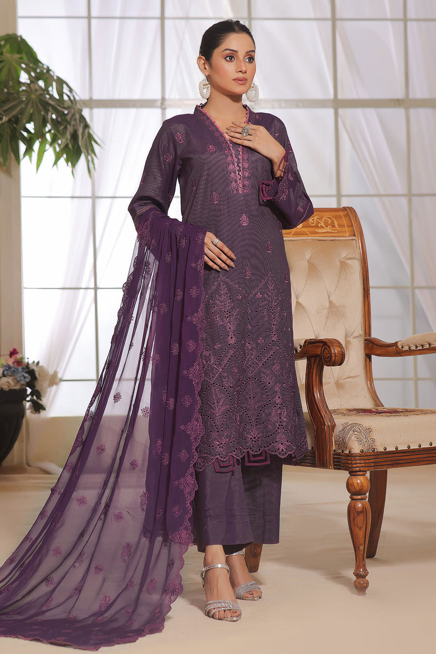 Safwa Aura Masuri Premium Embroidered Unstitched 3Pc Suit SUC-09