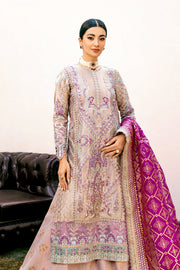 EZRA Luxury Wedding Hand Embellished Tissue Unstitched 3Pc Suit - AMBER