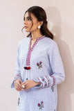 La Rosaa Spring Summer Embroidered Lawn Stitched 2Pc Suit LSS-24-07 Blue Stripes