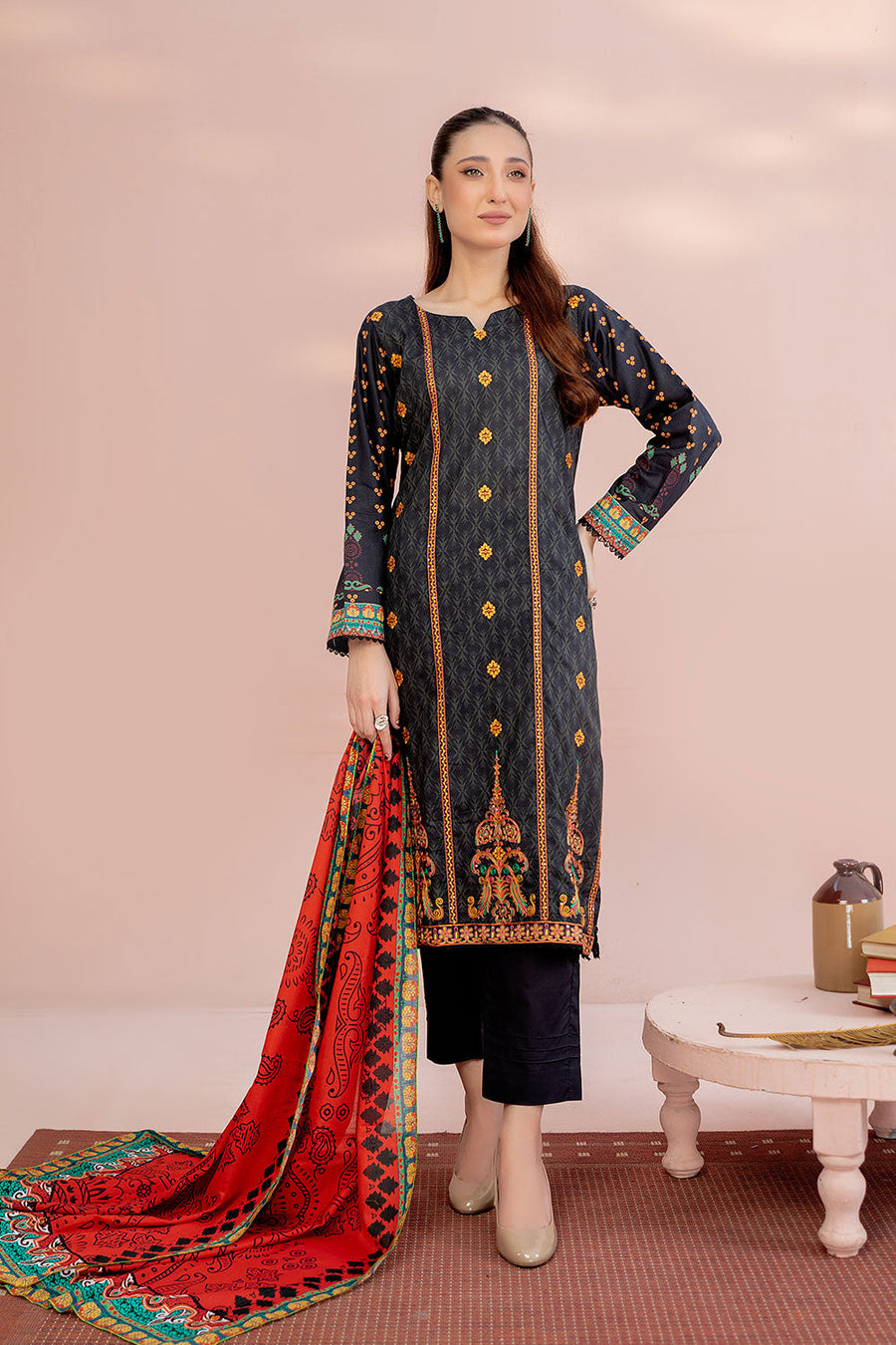 ACS-09 - SAFWA AMBER 3-PIECE EMBROIDERED COLLECTION VOL 01