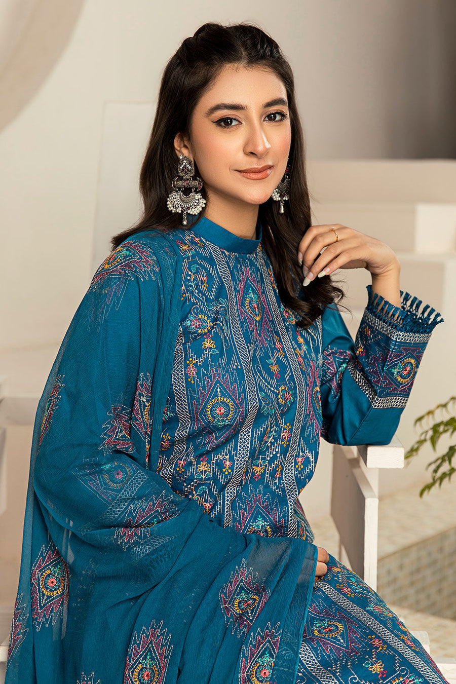 GSC-09 - SAFWA GARNET 3-PIECE EMBROIDERED COLLECTION VOL 01