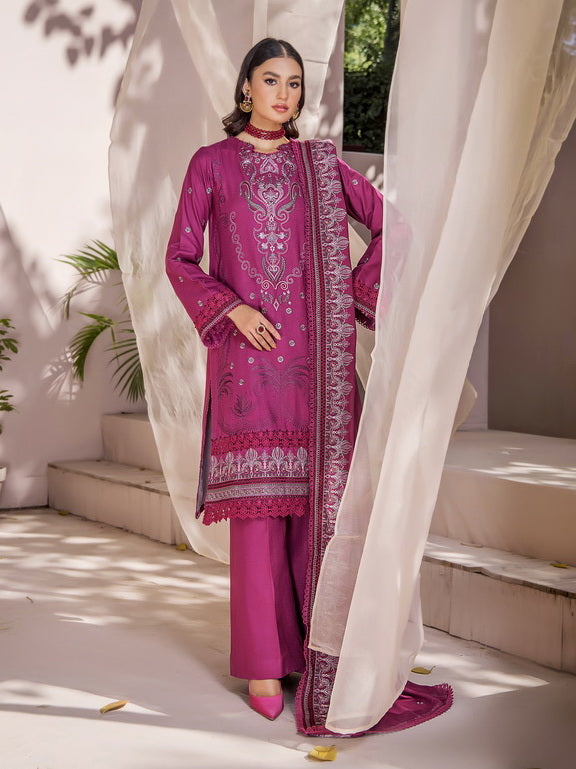 Jahan-e-Sukhan by Humdum Embroidered Peach Unstitched 3Pc Suit D-06