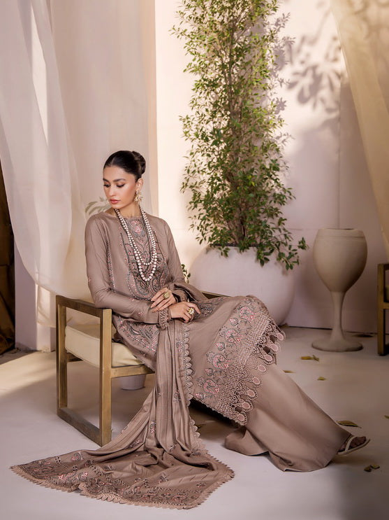 Jahan-e-Sukhan by Humdum Embroidered Peach Unstitched 3Pc Suit D-08