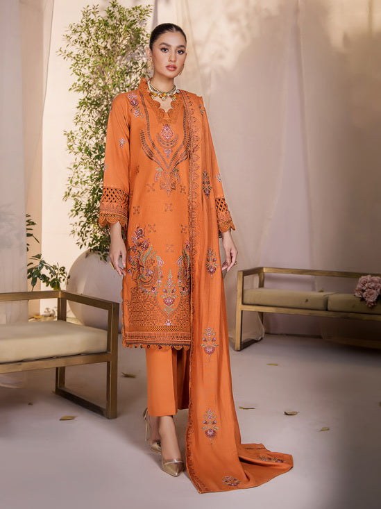 Jahan-e-Sukhan by Humdum Embroidered Peach Unstitched 3Pc Suit D-09