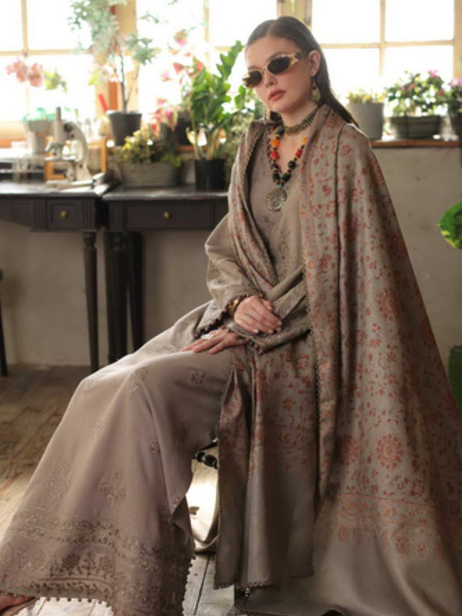 Noor by Saadia Asad Printskhaas Embroidered Linen Unstitched 3Pc Suit D-03A