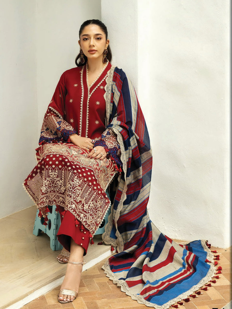Zainab Chottani Embroidered Chikankari Lawn Unstitched 3Pc Suit D-03A Elma