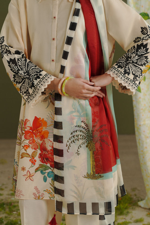 Coco by Zara Shahjahan Prints Unstitched Lawn 3Pc Suit D-03A Vera