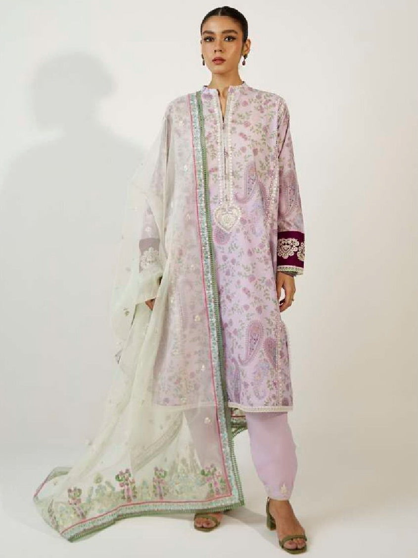 Coco by Zara Shahjahan Embroidered Lawn Unstitched 3Pc Suit ZCE23-3A