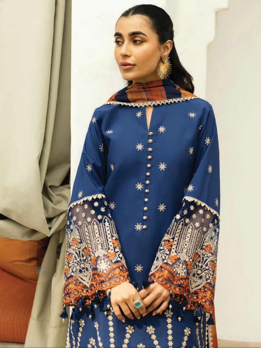 Zainab Chottani Embroidered Chikankari Lawn Unstitched 3Pc Suit D-03B Elma