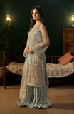 Fabiha Fatima Mehar-o-Maah Embroidered Net Unstitched 3Pc Suit - AQUAMARINE