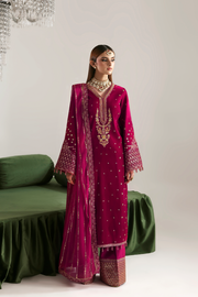 Woman vibrant pink traditional outfit with 