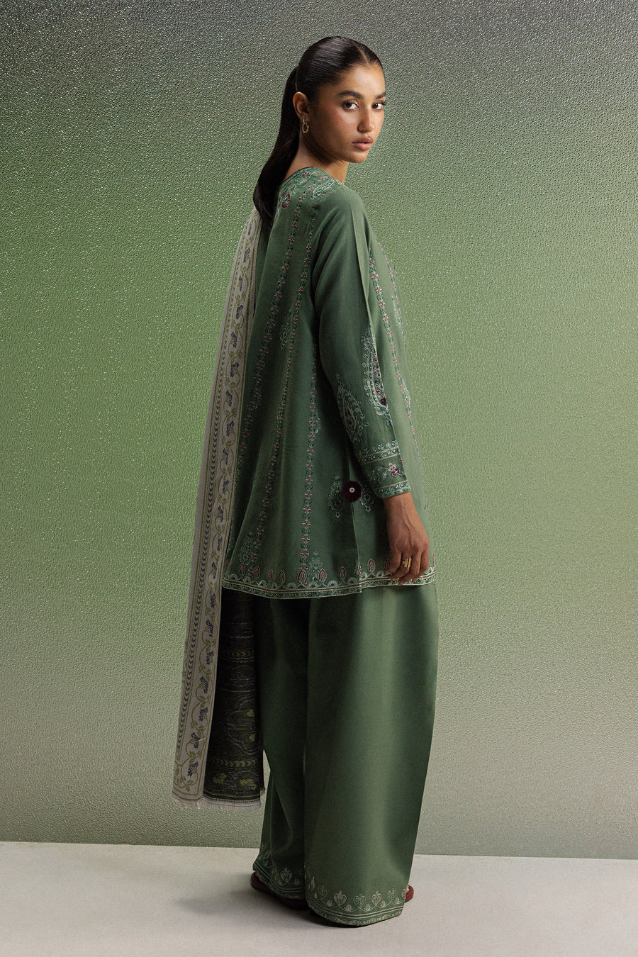 Coco Zara Shahjahan Embroidered Khaddar Unstitched 3Pc D-1B SARD