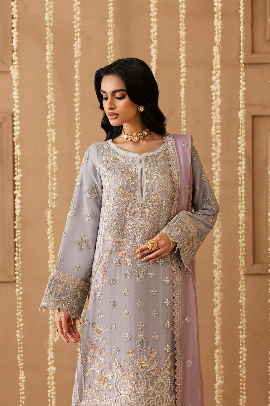 Emaan Adeel Sheherzadi Embroidered Chiffon Unstitched 3Pc Suit - MAHAYAM