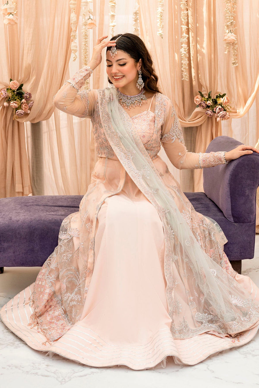 Motifz Rawayat Embroidered Net Unstitched 3Pc Suit 4111 - SAANVI