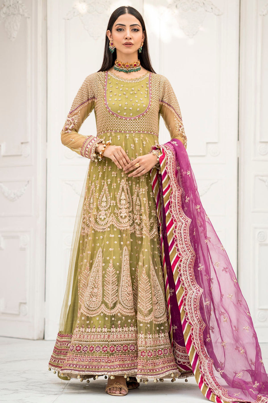 Motifz Rawayat Embroidered Net Unstitched 3Pc Suit 4115 - ELLA