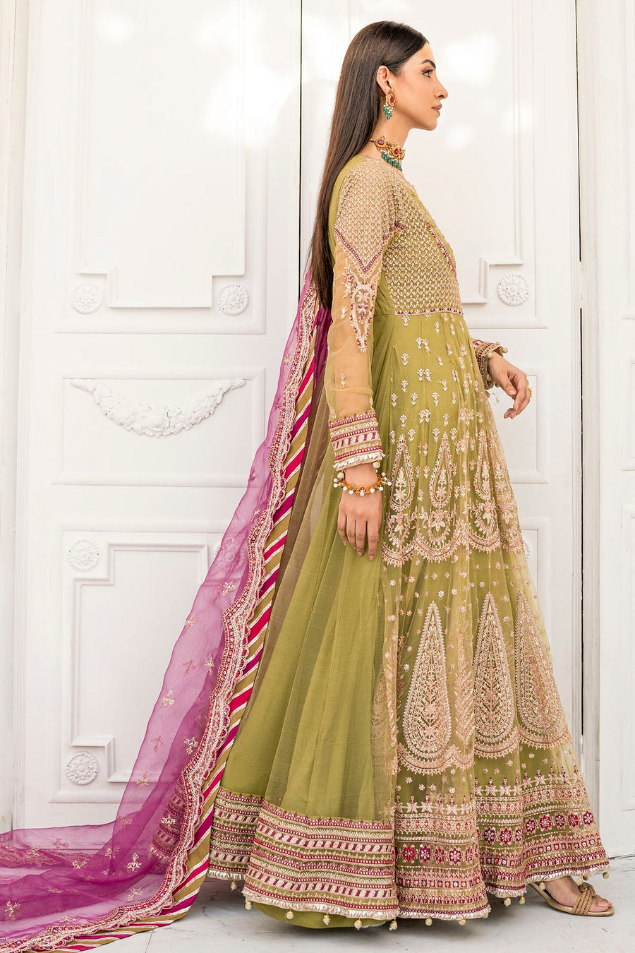 Motifz Rawayat Embroidered Net Unstitched 3Pc Suit 4115 - ELLA