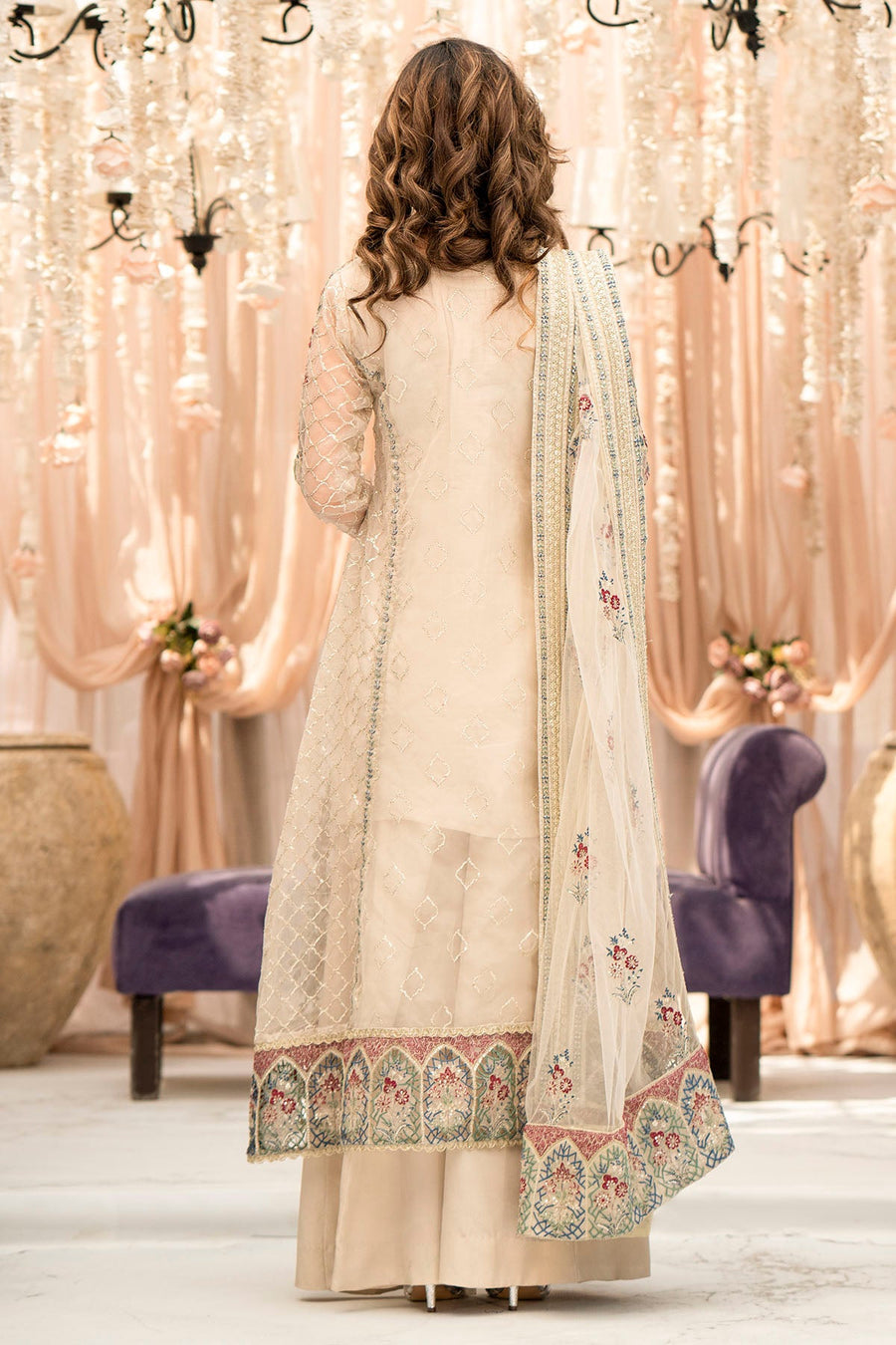 Motifz Rawayat Embroidered Organza Unstitched 3Pc Suit 4117 - AMAYA
