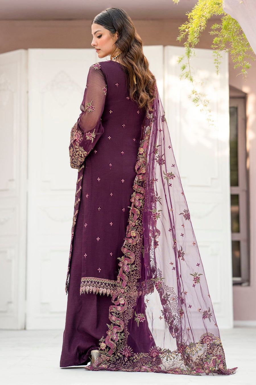 Motifz Rawayat Embroidered Chiffon Unstitched 3Pc Suit 4118 - CLAUDIA