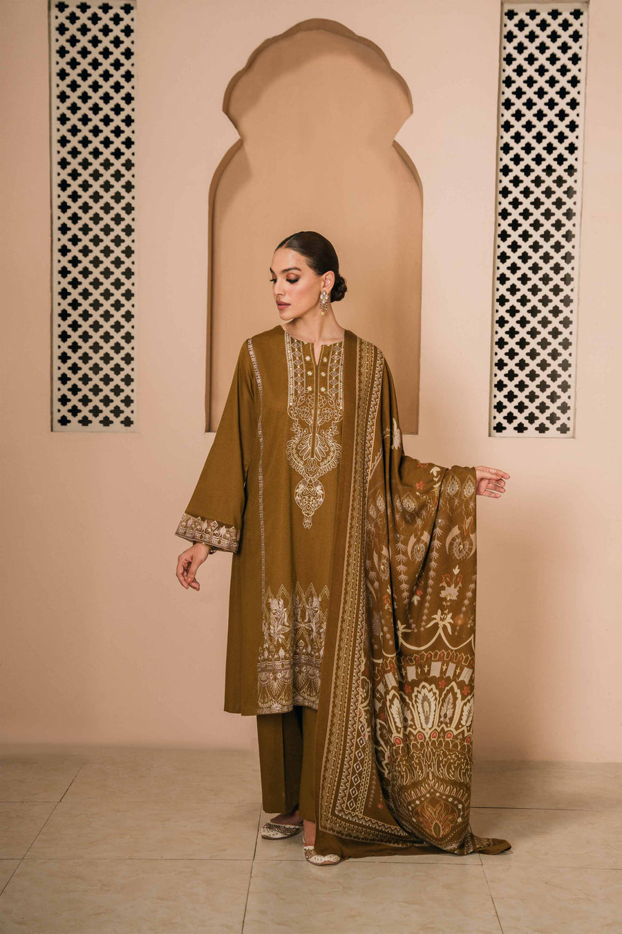 Nishat With You Unstitched Embroidered Karandi 3Pc Suit - 42303002