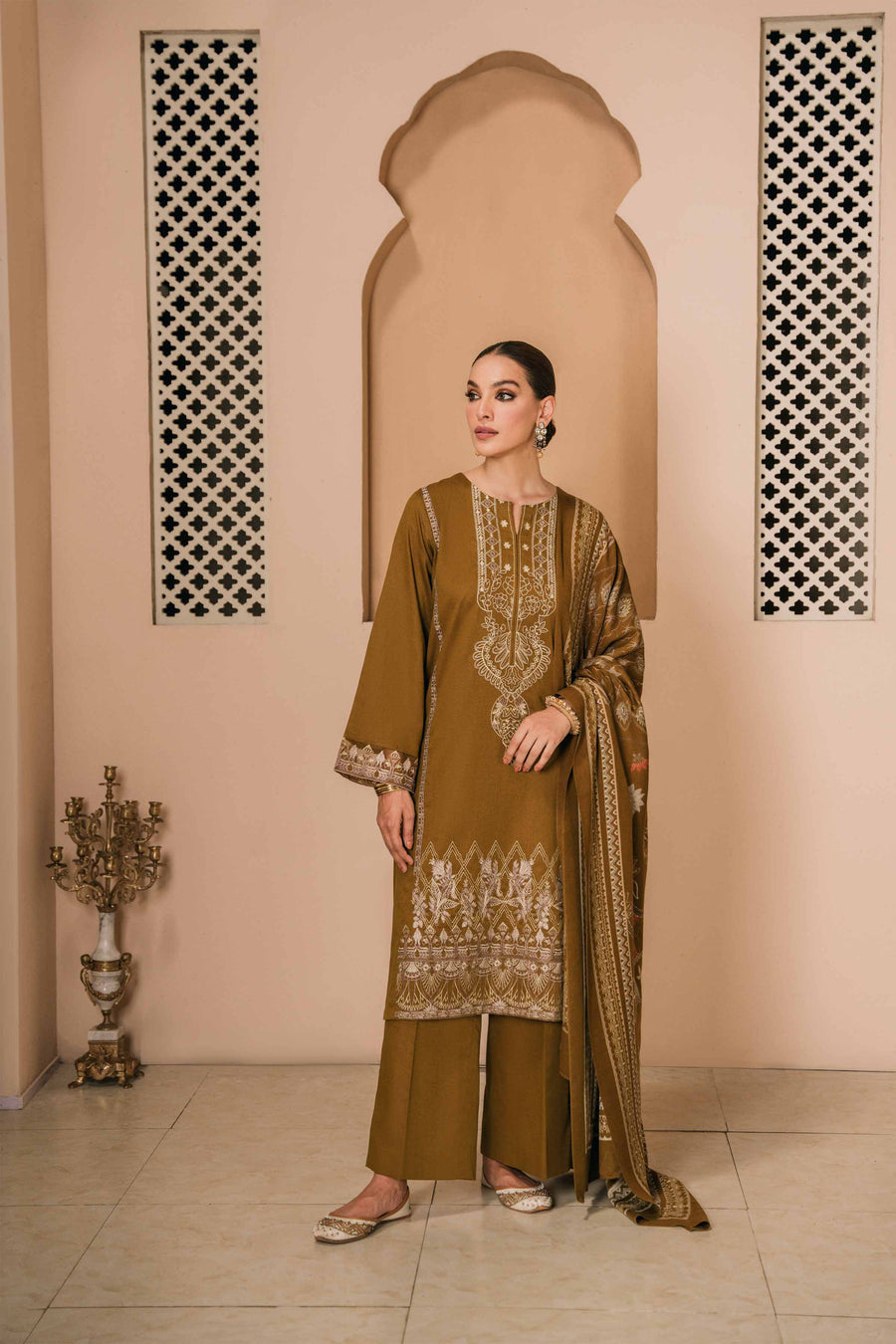 Nishat With You Unstitched Embroidered Karandi 3Pc Suit - 42303002