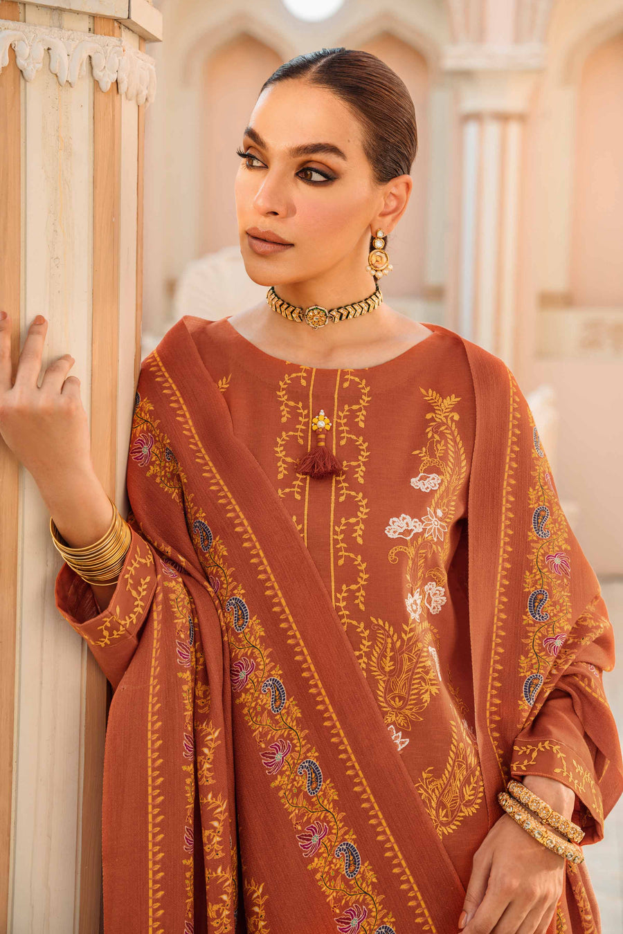 Nishat With You Unstitched Embroidered Karandi 3Pc Suit - 42303004
