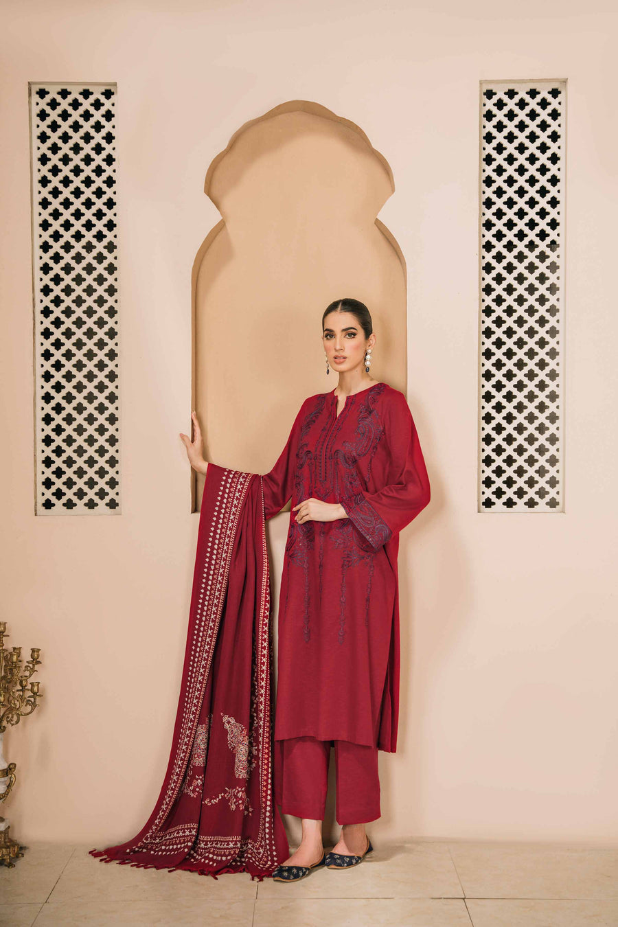 Nishat With You Unstitched Embroidered Karandi 3Pc Suit - 42303006
