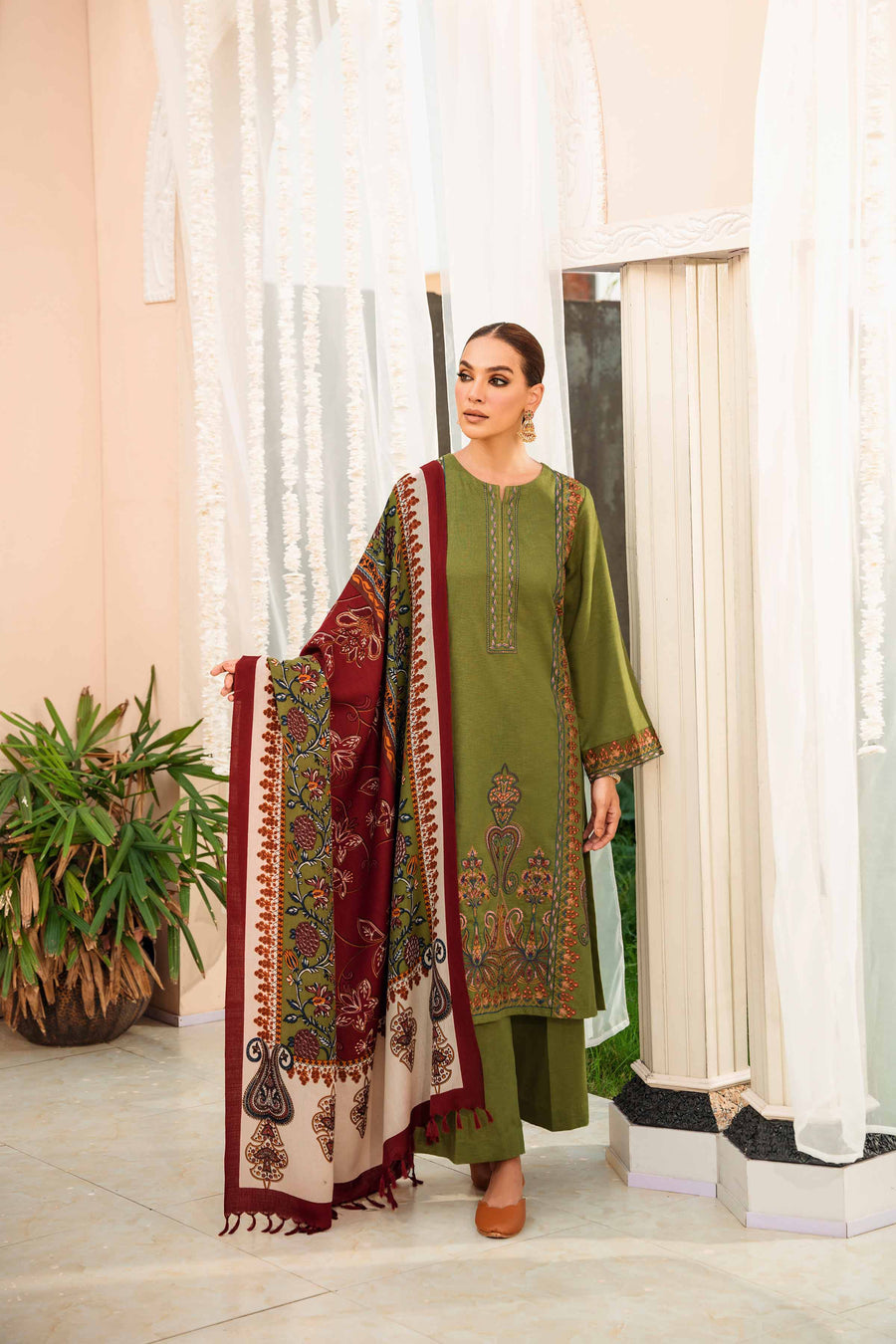 Nishat With You Unstitched Embroidered Karandi 3Pc Suit - 42303009