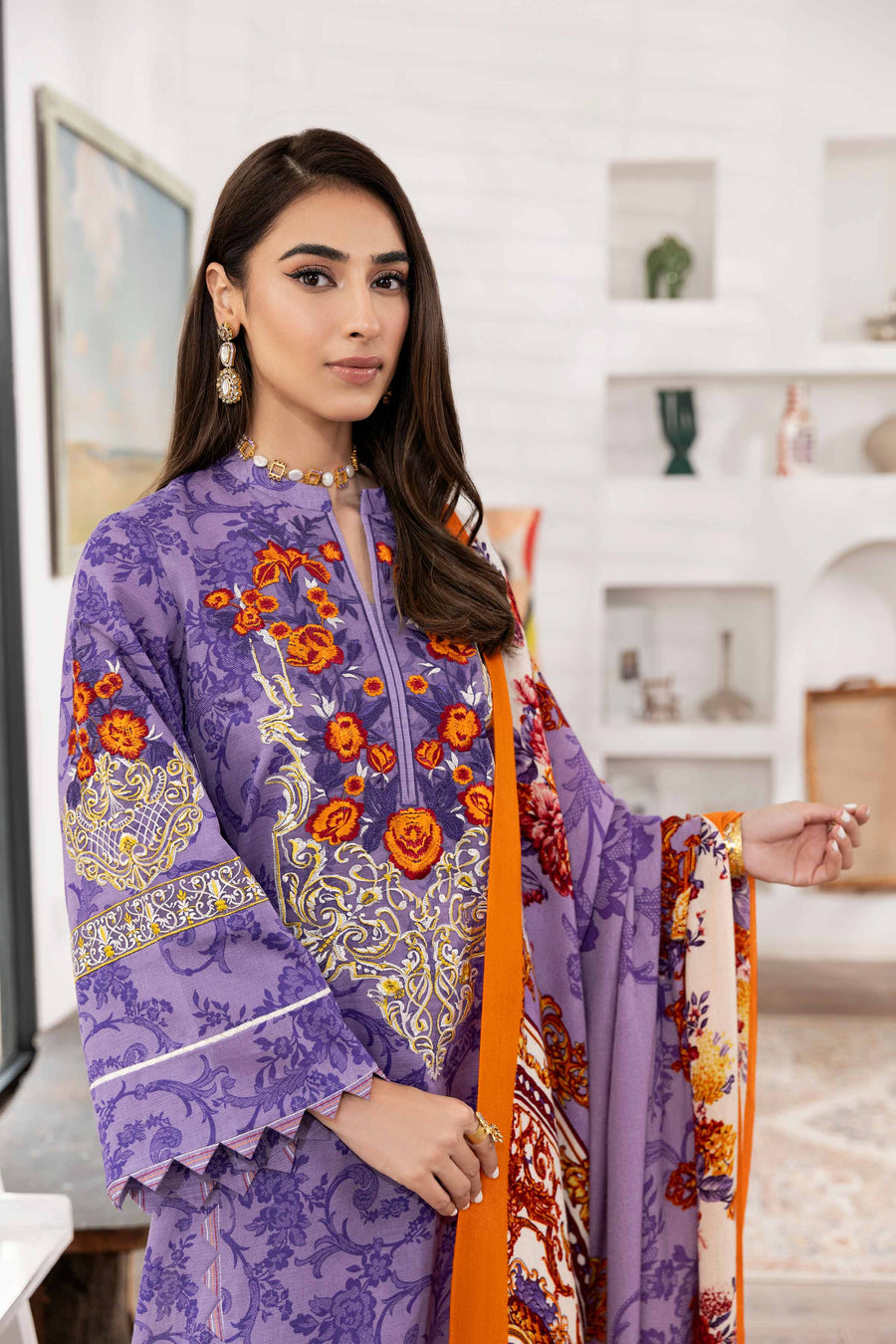 Nishat With You Unstitched Embroidered Khaddar 3Pc Suit - 42303012