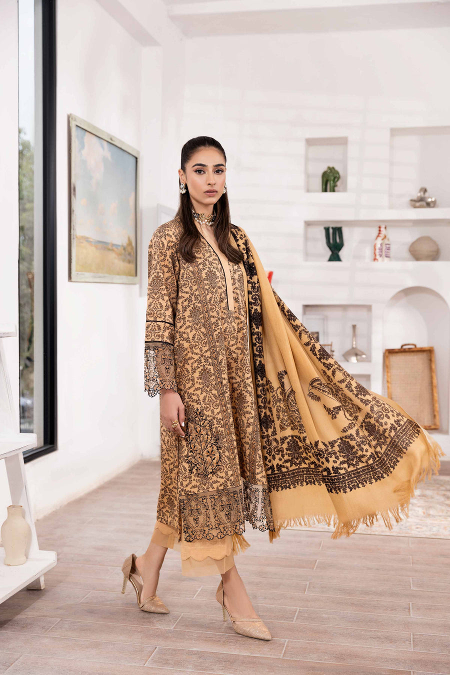 Nishat With You Unstitched Embroidered Khaddar 3Pc Suit - 42303014