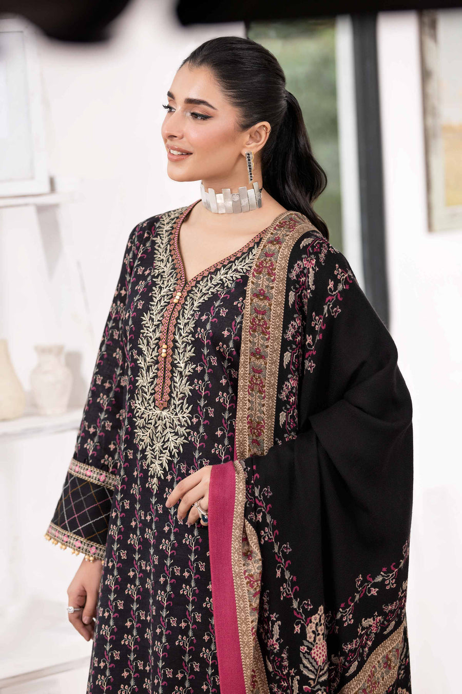 Nishat With You Unstitched Embroidered Khaddar 3Pc Suit - 42303017