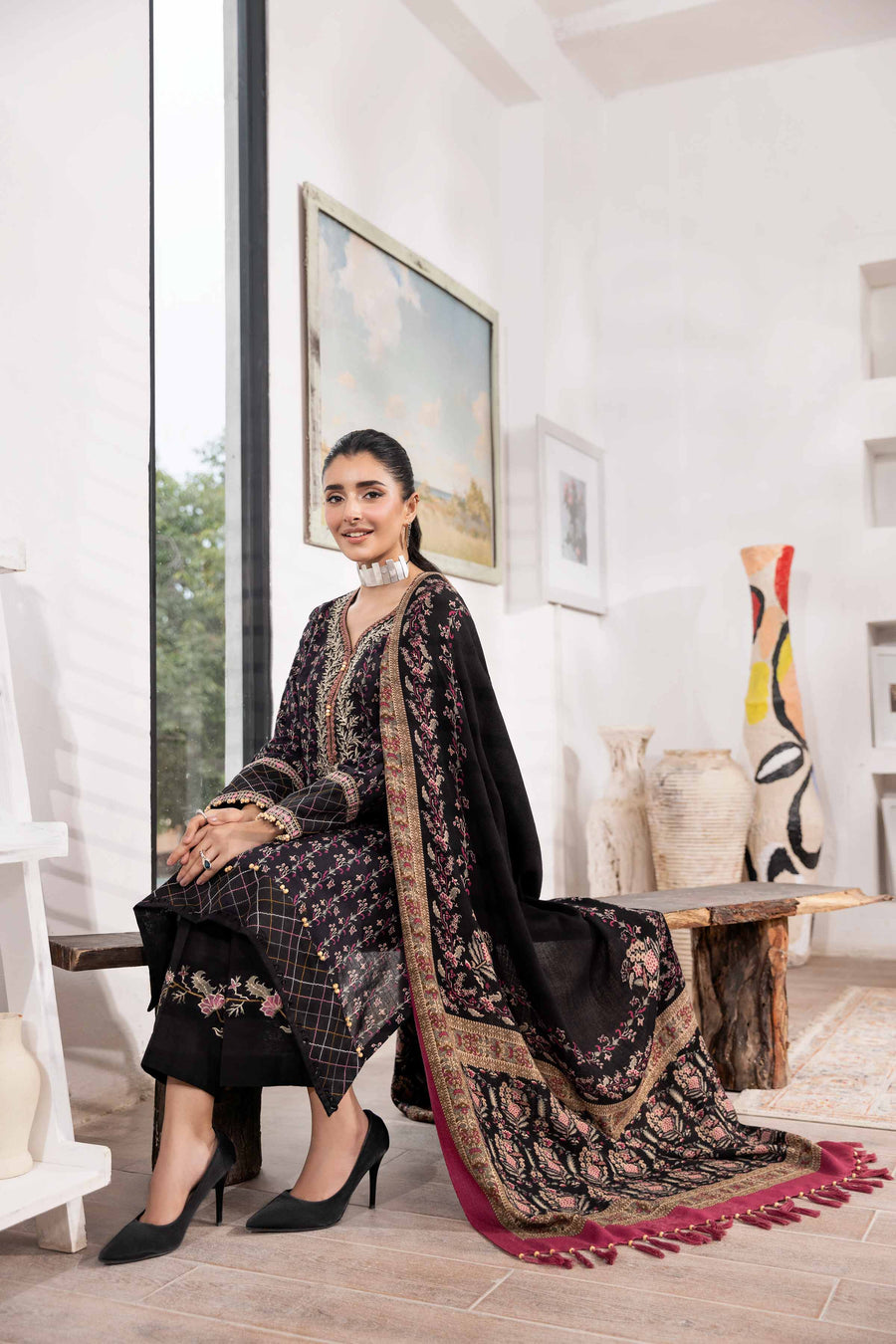 Nishat With You Unstitched Embroidered Khaddar 3Pc Suit - 42303017