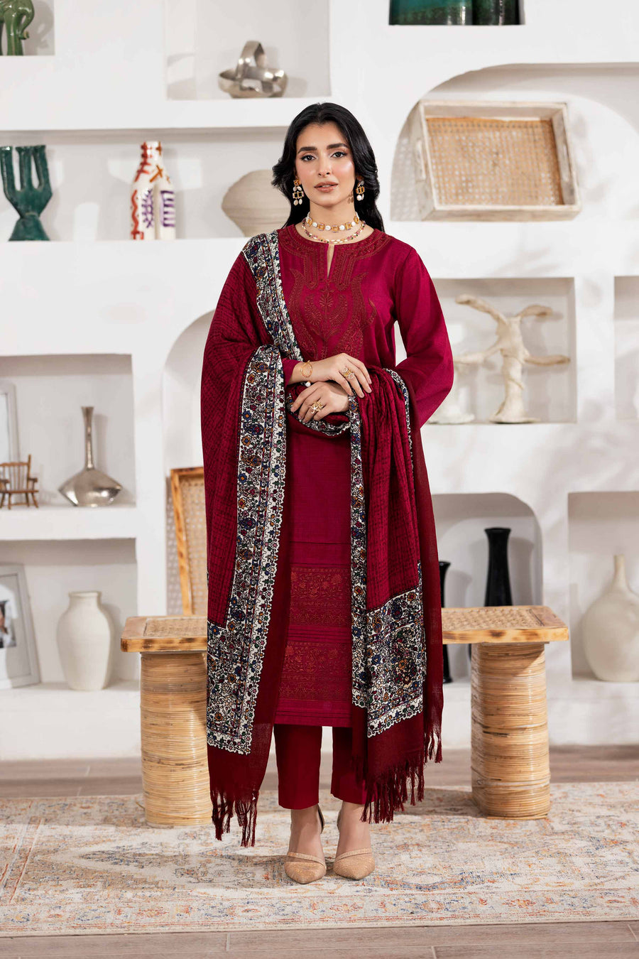 Nishat With You Unstitched Embroidered Khaddar 3Pc Suit - 42303018