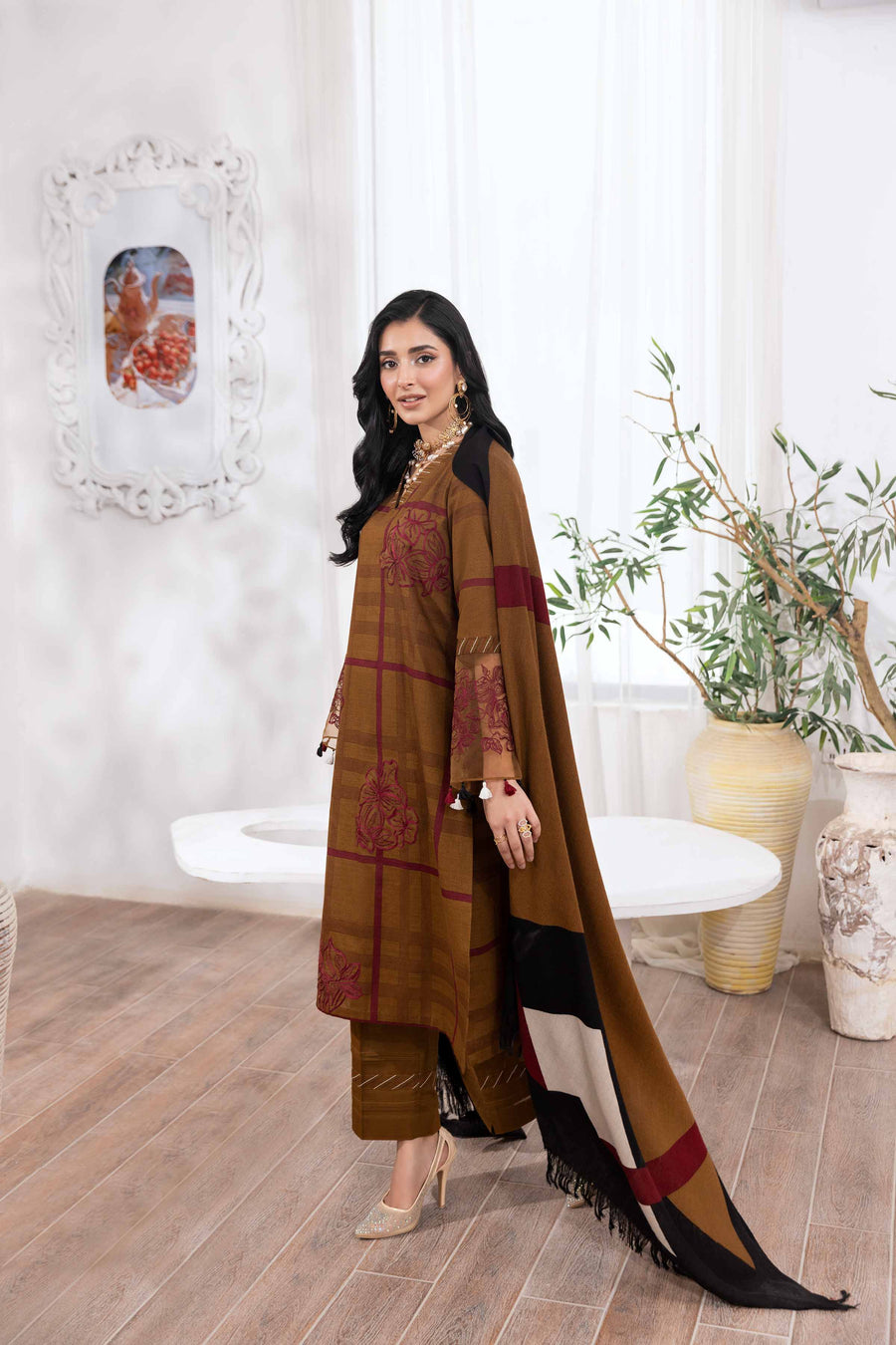 Nishat With You Unstitched Embroidered Khaddar 3Pc Suit - 42303019
