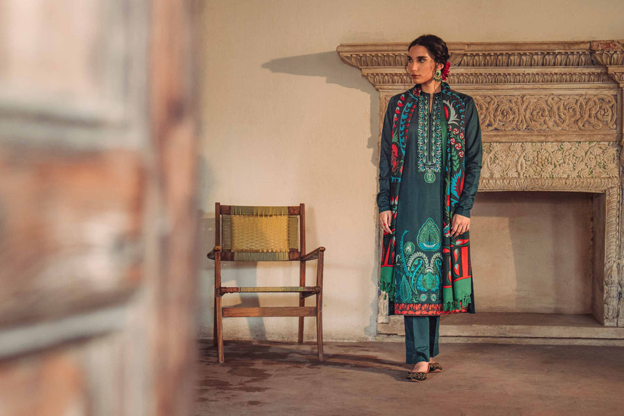 Nishat Sunehray Din Embroidered Karandi Unstitched 3Pc Suit - 42303023