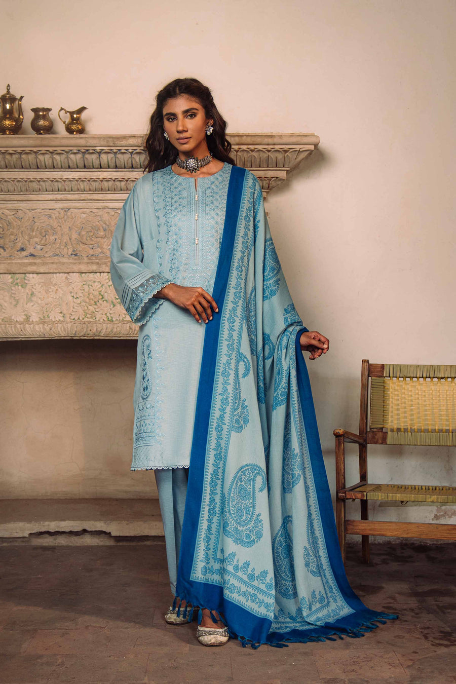 Nishat Sunehray Din Embroidered Karandi Unstitched 3Pc Suit - 42303033