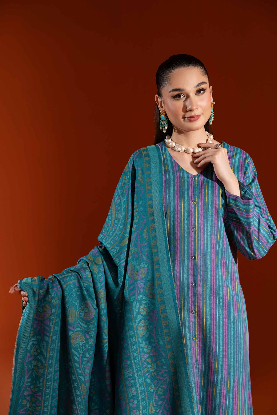 Nishat Sunehray Din Printed Karandi Unstitched 3Pc Suit - 42303053