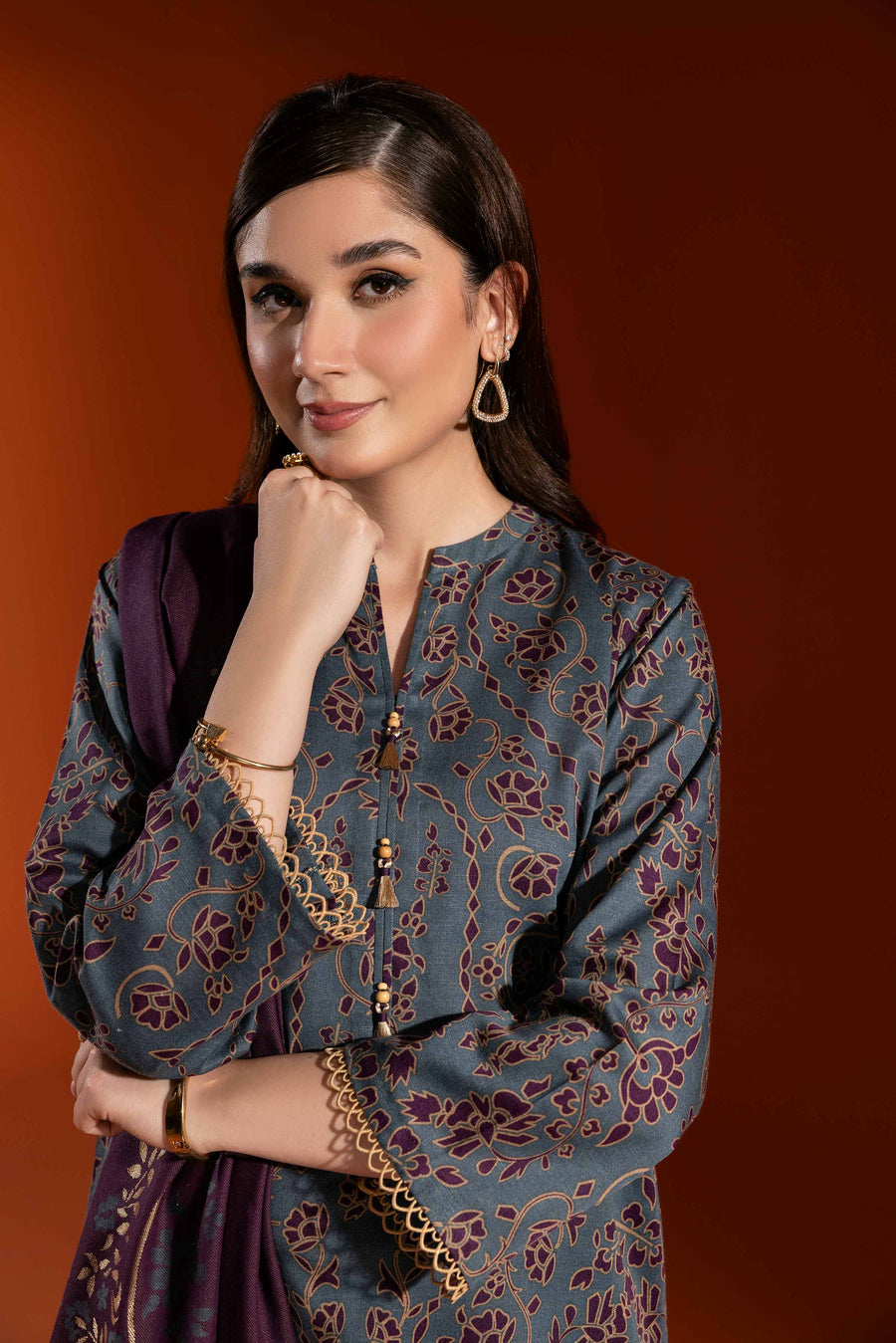 Nishat Sunehray Din Printed Karandi Unstitched 3Pc Suit - 42303054