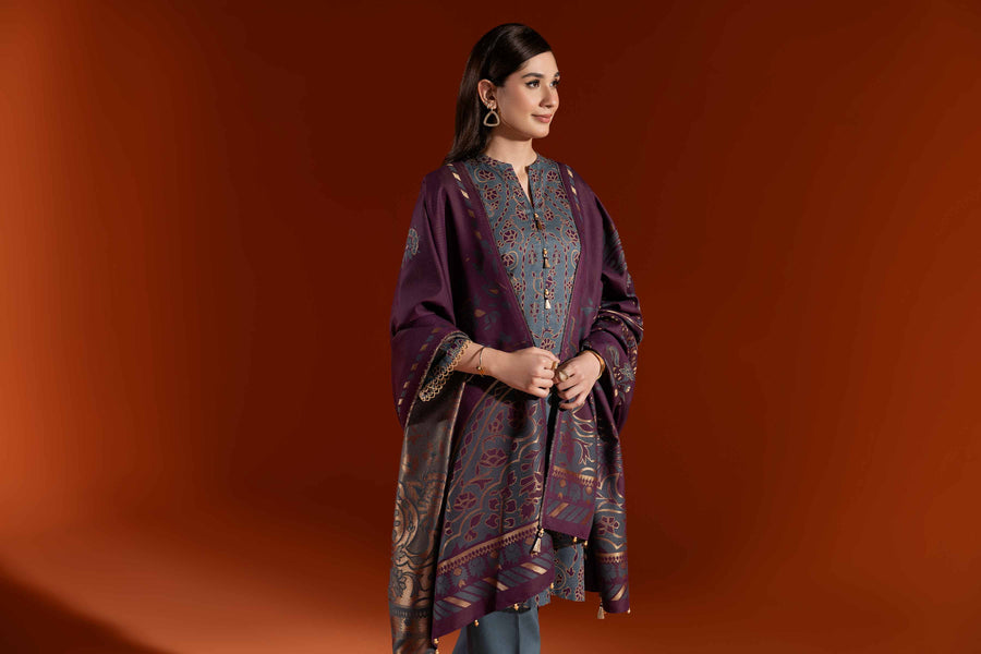 Nishat Sunehray Din Printed Karandi Unstitched 3Pc Suit - 42303054