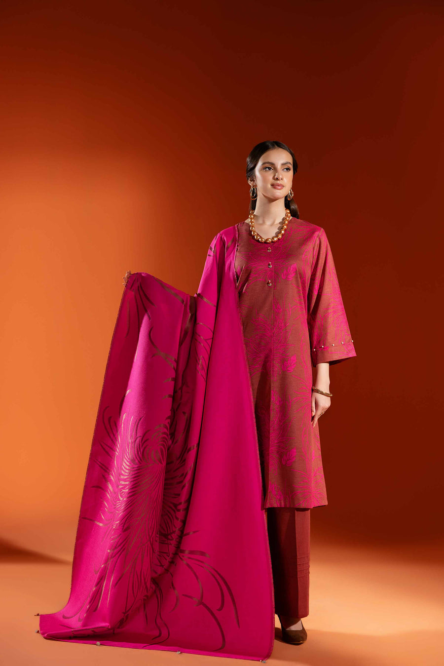 Nishat Sunehray Din Printed Karandi Unstitched 3Pc Suit - 42303055