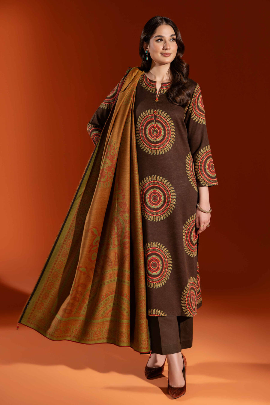Nishat Sunehray Din Printed Karandi Unstitched 3Pc Suit - 42303057