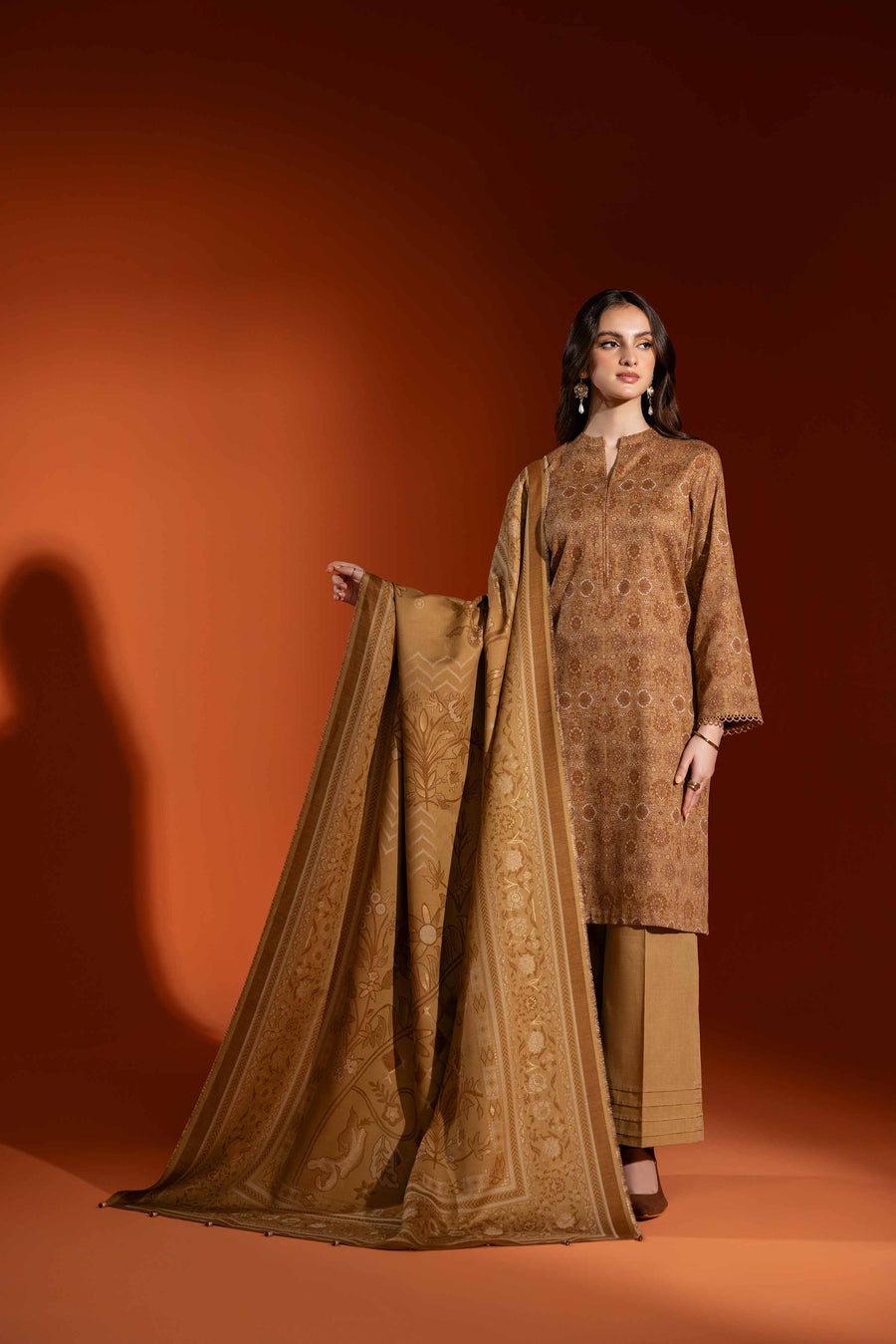 Nishat Sunehray Din Printed Karandi Unstitched 3Pc Suit - 42303059