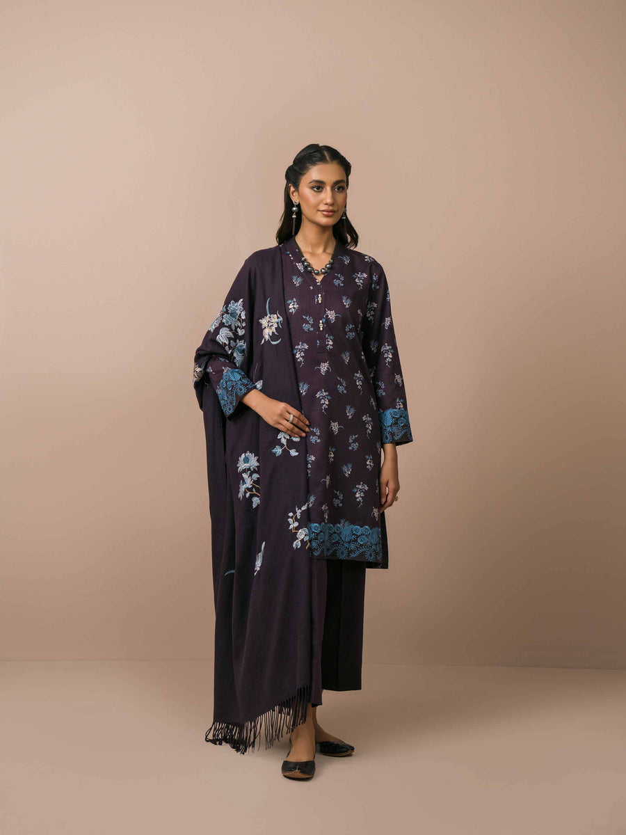Nishat Sunehray Din Embroidered Karandi Unstitched 3Pc Suit - 42303075
